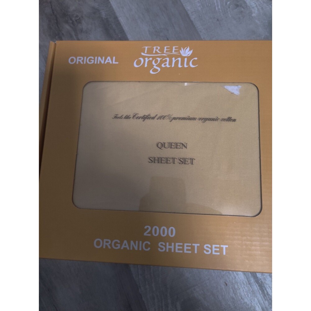 Tree Organic 2000 Series Organic Cotton Queen Sheet Set Beige Deep Pocket